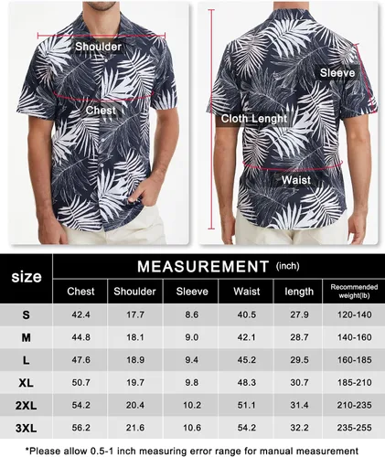 Vista 6 de BOJIN Camisa hawaiana de manga corta con botones para hombre, diseño floral tropical, sin arrugas, para vacaciones en la playa