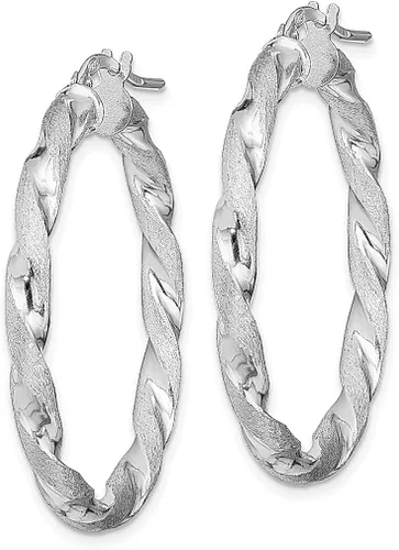 Vista 2 de Juego de aretes de aro de plata de ley 925 trenzados de 0118 x 1378in joyería redonda fina para mujer regalos para ella Plata de ley Cristal