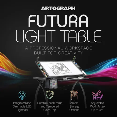 Vista 2 de Artograph Futura - Mesa de luz para artistas, dibujo con luz regulable y parte superior ajustable