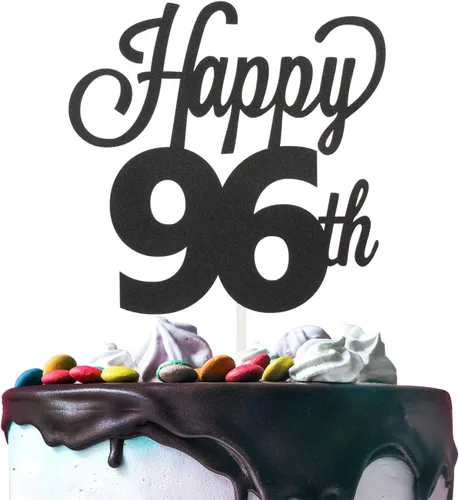 Vista 23 de LINGTEER - Decoración para pastel con texto "Happy Birthday 100", color negro