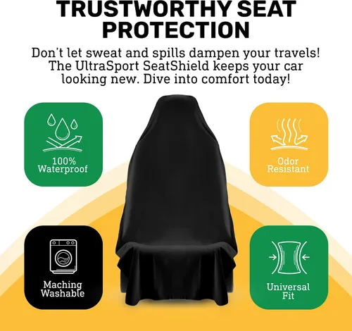 Vista 2 de UltraSport Protector de Asiento de Coche Impermeable con Toalla, Ajuste Universal, Protector de Asiento Delantero Antisudor y Antiolor, Secado