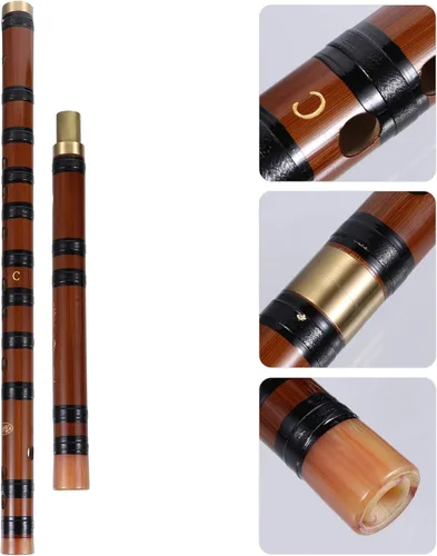 Vista 4 de Flauta de bambú para principiantes, flauta de bambú china con caja de almacenamiento, instrumento musical tradicional (tecla C)