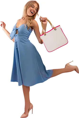 Vista 5 de Bolsa de lona con asa de cuerda para mujer, ojales de metal, perfecta para viajes, comestibles