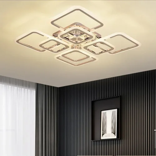 Vista 13 de Lámpara LED de techo regulable, 5 luces de techo de 23 pulgadas, montaje empotrado, lámpara de 80 W para sala de estar, dormitorio, cocina
