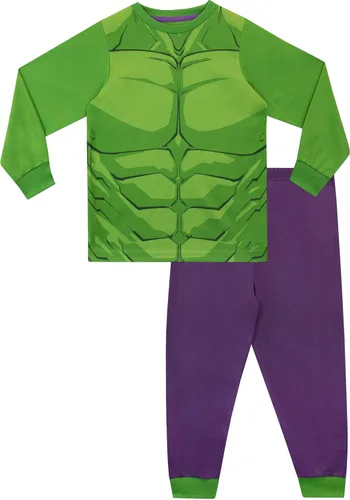 Vista 4 de Marvel Paquete de 2 pijamas Avengers para niño, Verde, Rojo, Violeta