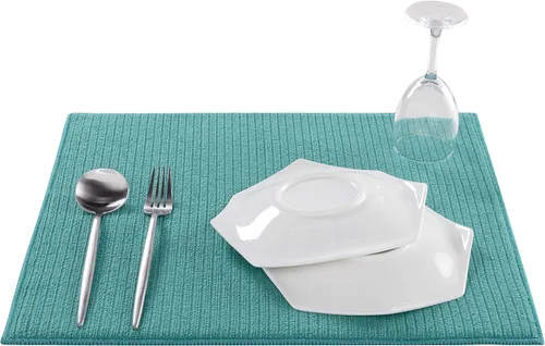 Vista 5 de Tapete de microfibra absorbente y reversible para secado de platos, para cocina, 18 x 24 pulgadas