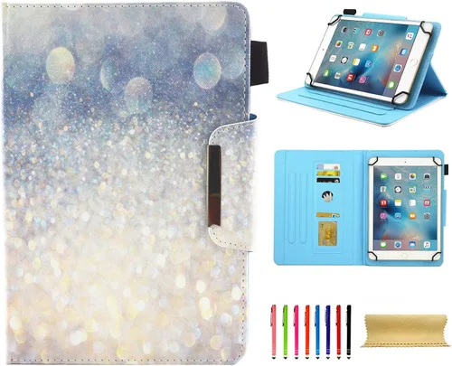 Vista 14 de Funda universal para tablet de 7 pulgadas, piel sintética [ranuras para tarjetas], cubierta magnética, para Samsung Galaxy Tab E/Tab A 7.0, Fire 7
