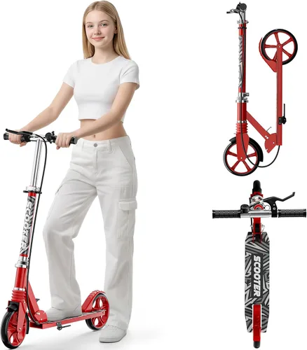 Vista 10 de Scooters for Kids 8-12, Teens & Adults - Load 240 LBS, 8-Inch Wheels, Kick Scooter with Shock Absorption System, Hand Brake & Bell, 4 Adjustable