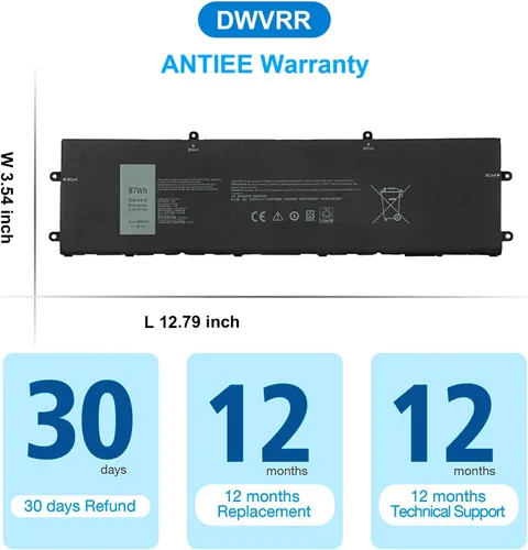 Vista 9 de DWVRR 87Wh - Batería de repuesto para laptop Dell Alienware x15 R1 R2 X17 R1 R2 Inspiron 16 7620 2 en 1, Alienware X15 R1 NAWX15R101 X17 RTX 3080