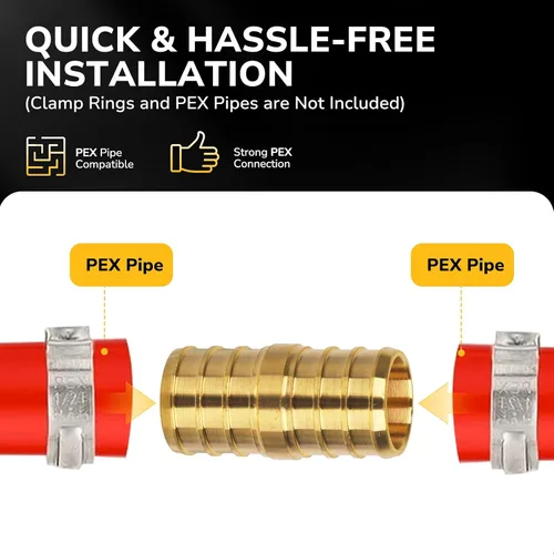 Vista 4 de Acoplamiento Pex de 1/2", Accesorios Pex, Accesorios de Engaste de Latón de Alta Resistencia para Tubos PEX con Construcción Resistente a Fugas
