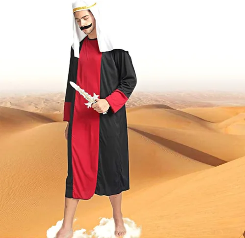 Vista 9 de Sombrero árabe para adulto, sombrero de príncipe árabe del desierto, sombrero de Oriente Medio, sombrero envolvente de Halloween, cosplay, tocado