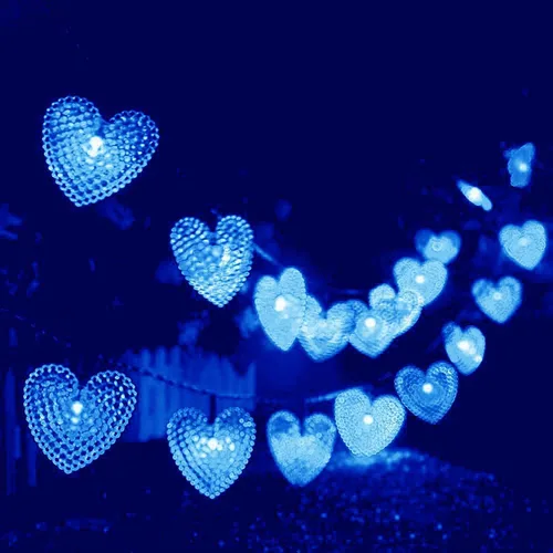 Vista 17 de Guirnalda de luces solares de corazón, impermeable, 20 pies, 30 LED, en forma de corazón, 8 modos, estrellada, boda, fiesta, ambiente, iluminación