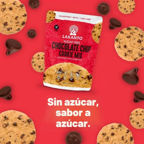 Vista 4 de Mezcla para galletas Lakanto sin azúcar con chispas de chocolate - Endulzada con edulcorante de fruta de monje, sin gluten, amigable con la dieta