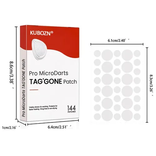 Vista 3 de KUBOZN Pro MicroDardos Patch, hidrocoloide con ácido salicílico, 144 unidades, cubierta invisible contra manchas (1 caja)