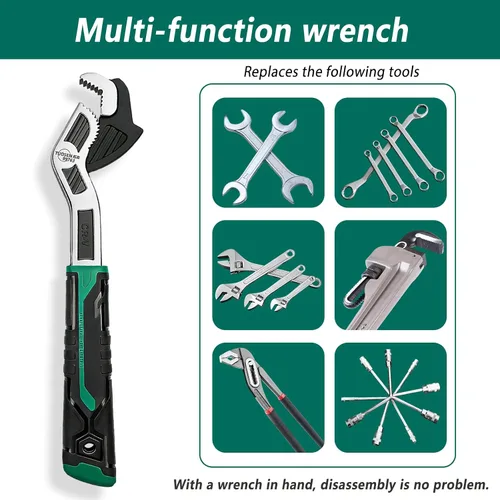 Vista 9 de Juego de 4 llaves de ajuste con funda, llave mágica universal multifunción de 6, 8, 10, 12 pulgadas, acero CR-V para 0.47-1.18 pulgadas