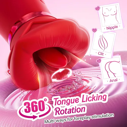 Vista 4 de Vibrador de juguete sexual para adultos para mujeres – Sovokn 5 en 1 vibrador de succión bucal rosa juguete sexual 10 lamiendo la lengua, 3 juguetes