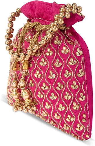 Vista 8 de Aheli Potli Monederos para mujer, hecho a mano, bolso de noche, elegante pulsera de moda nupcial