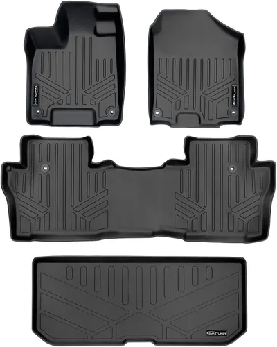 Vista 55 de SMARTLINER Juego de alfombrillas de piso de ajuste personalizado de 3 filas para Honda Pilot 2009-2015
