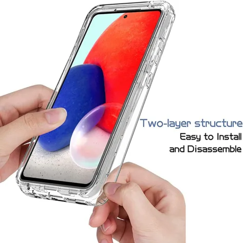 Vista 3 de Funda compatible con Galaxy A33 5G, Samsung A33 5G con protector de pantalla de vidrio templado, cuerpo completo, a prueba de golpes, transparente