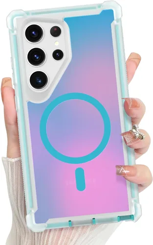 Vista 564 de Bonoma - Funda compatible con Samsung Galaxy S21 Plus, diseño de corazón con purpurina, color rosa Support for MagSafe, Plating Magnetic Case TPU