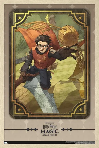 Vista 7 de Trends International Harry Potter: Magic Awakened - Póster de pared de Harry Quidditch, 22.4 pulgadas de largo x 14.7 pulgadas, versión enmarcada