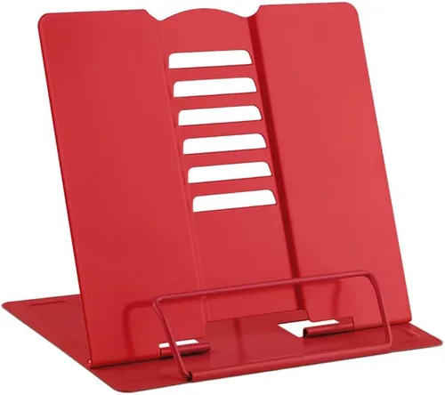 Vista 16 de MSDADA Soporte de escritorio pequeño para libros, soporte de metal para libros de lectura, soporte ajustable para libros de cocina, soporte