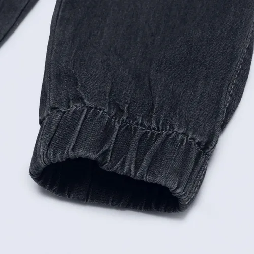 Vista 4 de SSDXY Pantalones deportivos de mezclilla para mujer con cordón talle medio desgastados ajustados ajustados ajustados ajustados estilo casual