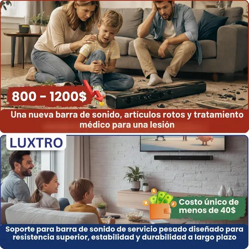 Vista 8 de Soporte universal de pared para barra de sonido (parte inferior plana), soporte de acero resistente de 33 libras, profundidad ajustable, incluye