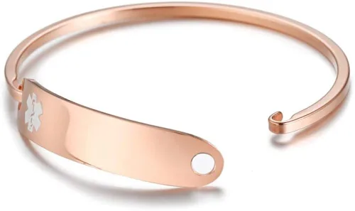 Vista 4 de VNOX Pulsera de acero inoxidable con grabado personalizado y alerta médica
