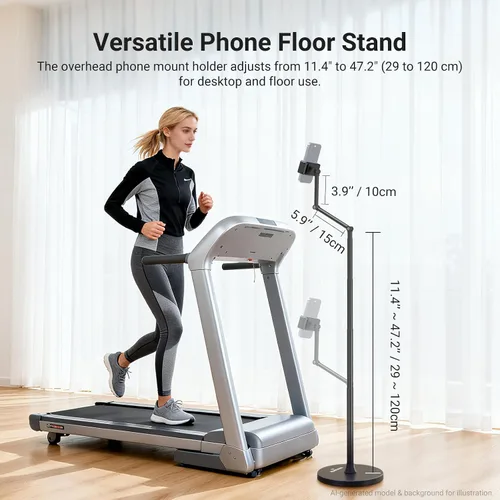 Vista 3 de NEEWER Soporte de piso para teléfono, versión de nivel de entrada, ajustable para mesa de oficina, mesita de noche, soporte para teléfono celular