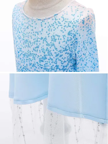 Vista 2 de LZH Vestido de princesa para niñas pequeñas trajes de manga larga accesorios