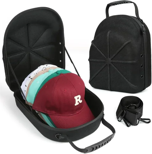 Vista 16 de GERMUN Funda rígida para gorra de béisbol, funda de viaje con correa ajustable para el hombro, funda para 12 gorras de béisbol, perfecta para viajes