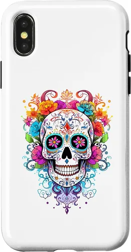 Vista 5 de Halloween Sugar Skull Flower Calavera Dia De Los Muertos Case for iPhone 17