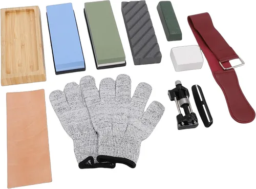 Vista 2 de Knife Sharpening Stone Set, Non Slip Rubber Base Bamboo Holder Dual Grit Whetstone, Whetstone Sharpening Kit with 400 1000 3000 8000 Grit for