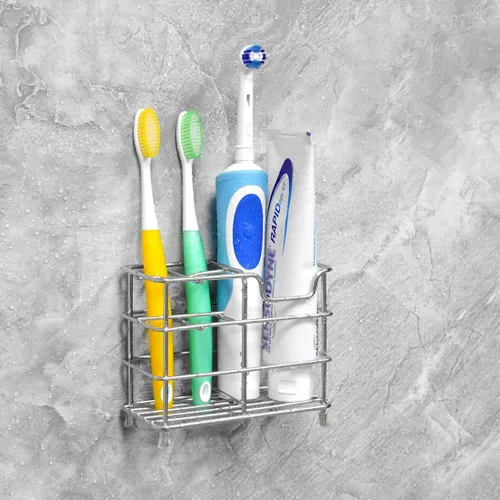 Vista 5 de Linkidea Soporte de pared para cepillo de dientes para baño, soporte de acero inoxidable para cepillo de dientes eléctrico, pasta de dientes