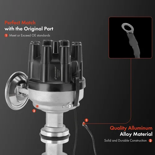 Vista 6 de A-Premium Distribuidor de encendido con tapa y rotor compatible con Ford F-100, F-250, F-350, Mustang, Galaxie, LTD, Skyliner, M-400, Victoria & AC