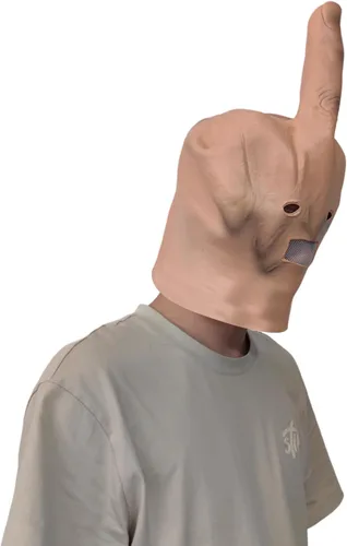 Vista 3 de Máscara de Halloween, máscara de dedo medio, máscaras divertidas de látex para adultos fiesta de disfraces para Halloween, cosplay