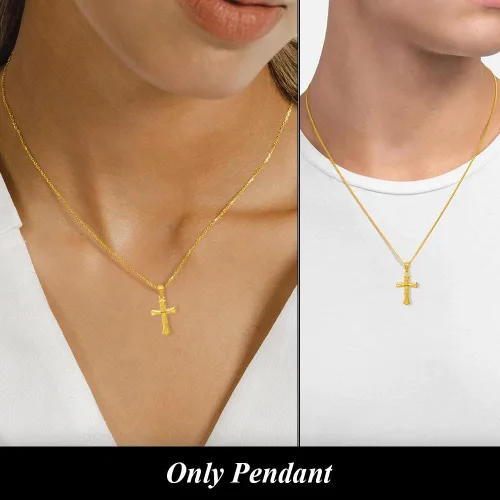Vista 4 de Diamond2Deal Colgante de cruz de oro amarillo de 14 k con corte de diamante para mujer, Oro amarillo