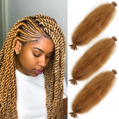 Vista 21 de Cabello afro trenzado elástico de 16 pulgadas, paquete de 3 marley twist para rastas falsas, trenzas rizadas de mariposa, cabello trenzado marley