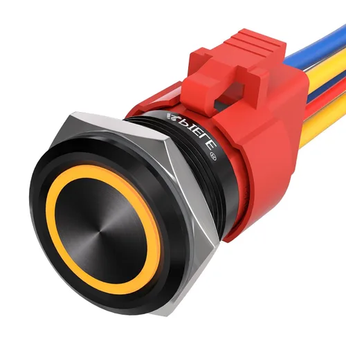 Vista 7 de APIELE Interruptor de botón momentáneo de 10 A, 22 mm, LED ojo de ángel, impermeable, redondo, autorresetable, 7/8'', 1NO 1NC