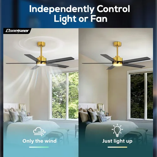 Vista 6 de Conciseer - Ventiladores de techo de 52 pulgadas con luces y control remoto para dormitorio, sala de estar, cocina, oficina, uso interior/exterior