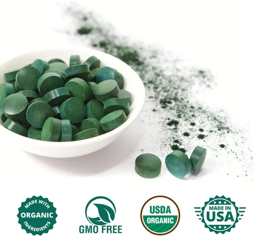 Vista 4 de Tabletas orgánicas de espirulina clorella – 50 porciones – Suplemento de algas superalimento 2 en 1 para apoyo inmunológico natural, desintoxicación