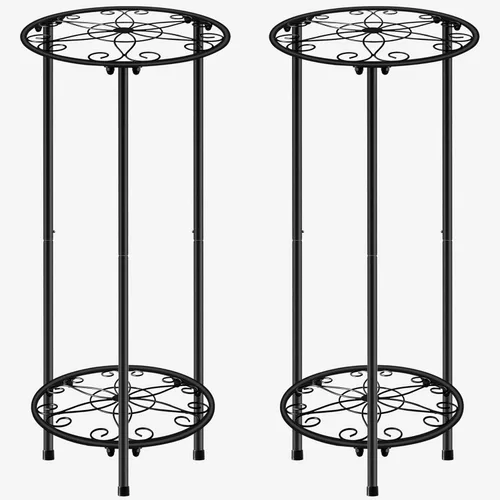 Vista 7 de CASIMR - Soporte para plantas para interiores y exteriores, estante de metal inoxidable para flores, 2 niveles de 23.9 pulgadas, soporte alto