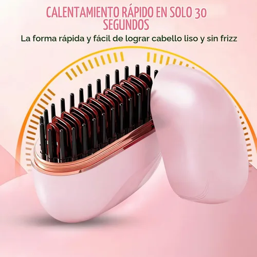 Vista 4 de Mini plancha de pelo recargable, cepillo de plancha de pelo inalámbrico portátil, control de temperatura de 3 velocidades, mini plancha de pelo
