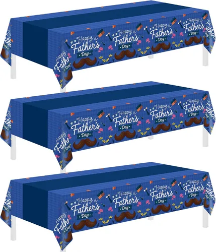 Vista 21 de Childom Paquete de 3 manteles de plástico para mesas rectangulares de 54 x 108 pulgadas, manteles desechables negros para mesas de 6 a 8 pies