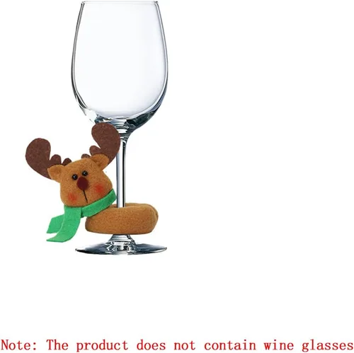 Vista 2 de Juego de 6 piezas de copas de vino de Navidad, champán, manga de reno, lindo para Navidad, decoración de mesa para el hogar Deer 6 piezas
