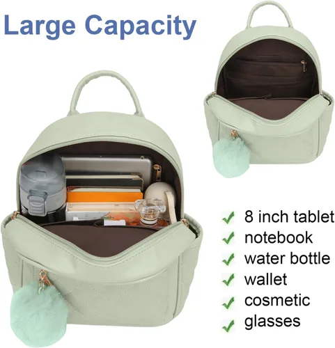 Vista 40 de Mini mochila de moda para niñas, bolso pequeño lindo de cuero a cuadros para mujer, mochilas pequeñas, Negro -, Mini mochila de moda para niñas