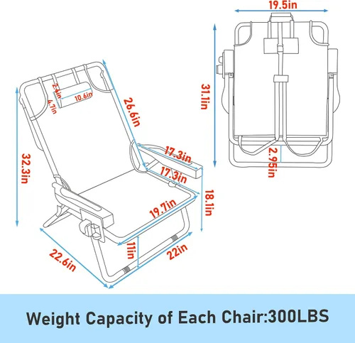 Vista 9 de MUPATER Silla plegable portátil, tumbona plegable para patio al aire libre con bolsillo desmontable, sillas de playa para adultos resistentes