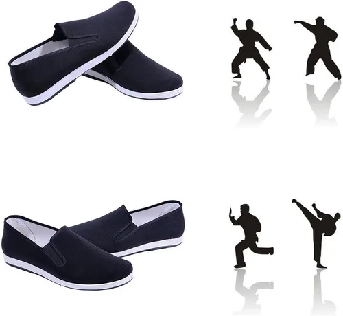 Vista 4 de APIKA Zapatos tradicionales chinos de Beijing antiguos Kung Fu Tai Chi, suela de goma, unisex, color negro