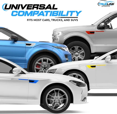 Vista 6 de True Line Automotive Protector de arañazos, kit de 2 piezas de adornos reflectantes para puerta lateral, protector de pintura para automóviles Azul